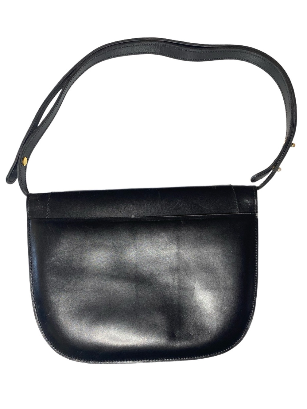 Vintage Nina Ricci Black Leather Envelope Shoulder Bag Gold Clasp Classic - Picture 2 of 11